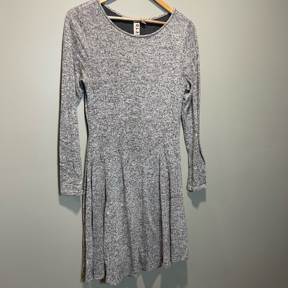 Anthropologie Gray Ruffled Tiered Long Sleeve Dress - Picture 2 of 8